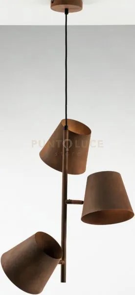 Lampadario a sospensione in metallo e ferro colt ruggine 3 luci att...