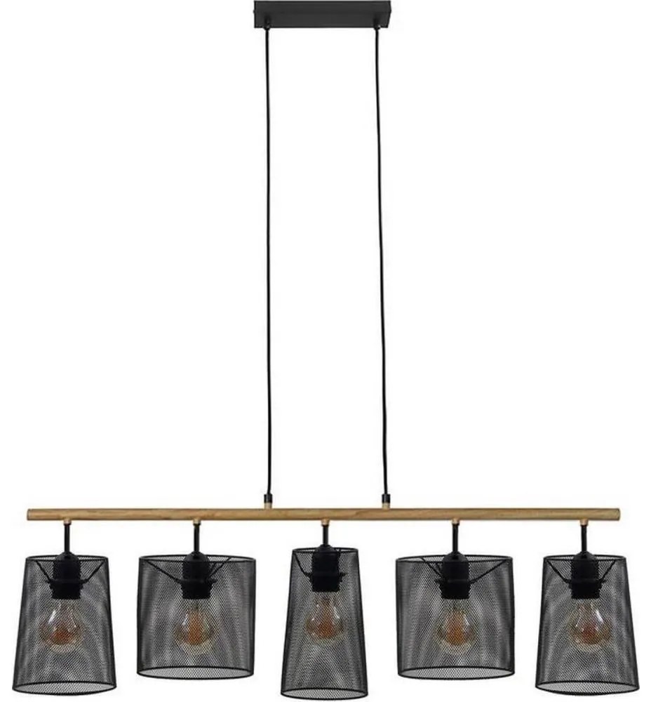 Brilo 4078-054 - Lampadario sospeso con cavo WOOD & STYLE 5xE27/60W/230V