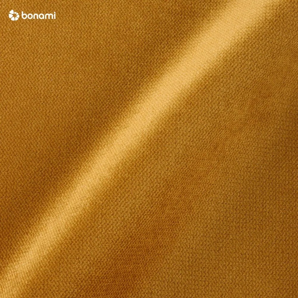 Divano letto a U in velluto giallo senape, angolo sinistro Lofty Lilly - Miuform