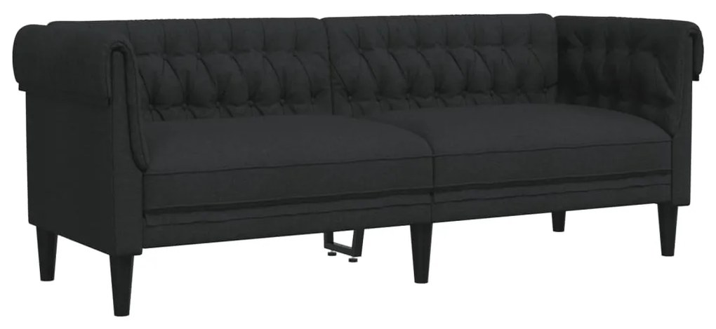 Divano chesterfield a 3 posti nero in tessuto