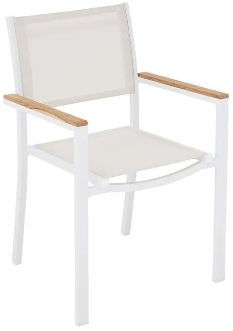 Sedia da giardino in alluminio con braccioli Persea NATERIAL, seduta in textilene bianco