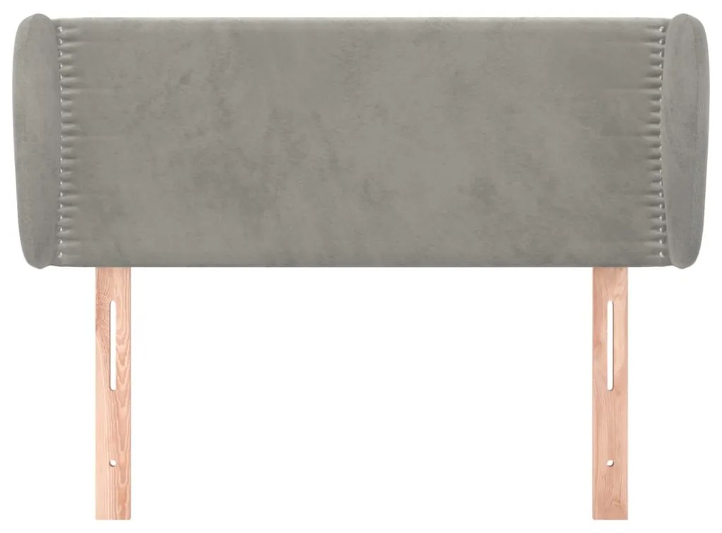 Testiera ad orecchio grigio chiaro 83x23x78/88 cm in velluto