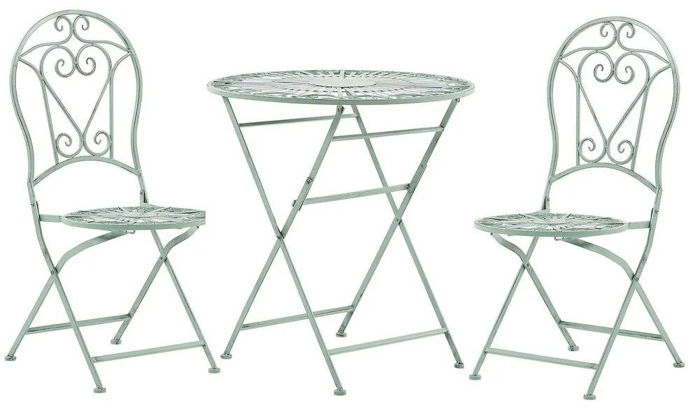 Set da balcone con 2 sedie ed un tavolo pieghevoli in metallo verde TRENTO Beliani