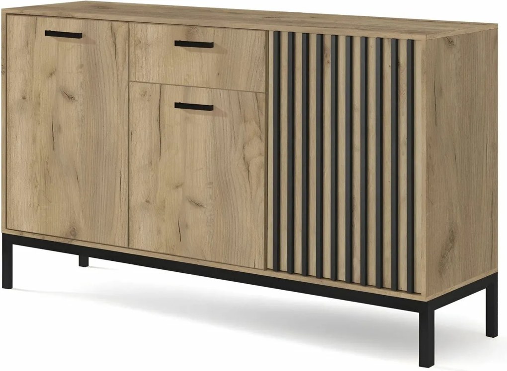 Credenza Lamino KM-1 in rovere craft/nero