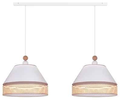 Duolla - Lampadario a sospensione con filo AVIGNON 2xE27/15W/230V bianco/rattan