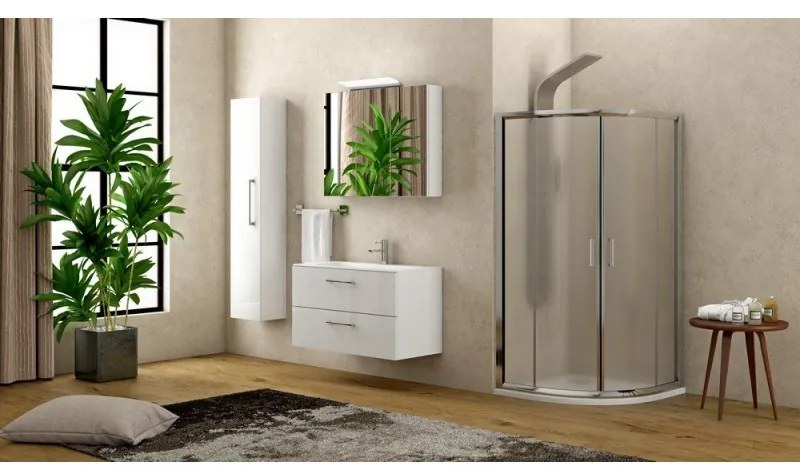 Kamalu - Box doccia semicircolare 90x90 cristallo opaco altezza 180cm | K400