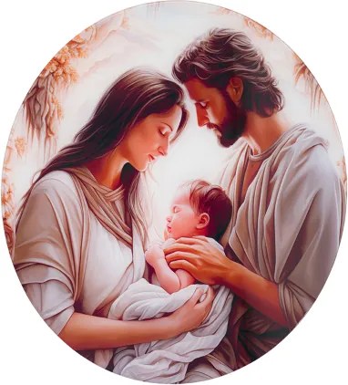 Quadro in vetro temperato D65 cm moderno Bianco - Sacra Famiglia