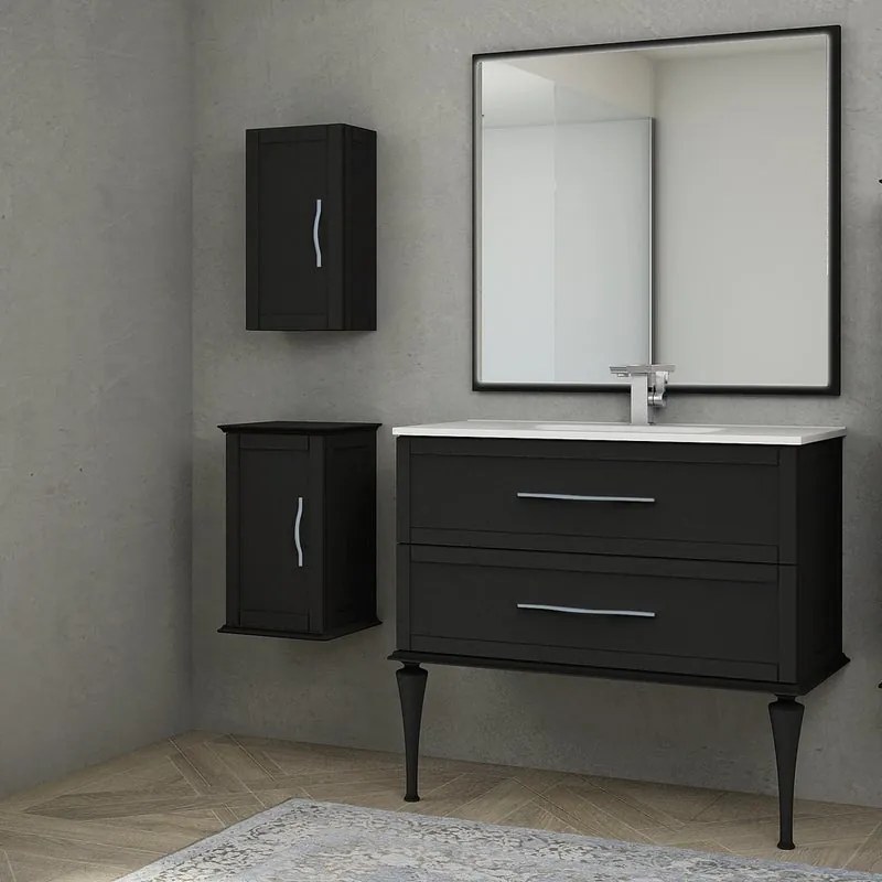 Mobile da bagno sotto lavabo Tiffany grafite laccato opaco L 100 x H 55 x P 46 cm 2 cassetti, lavabo non incluso