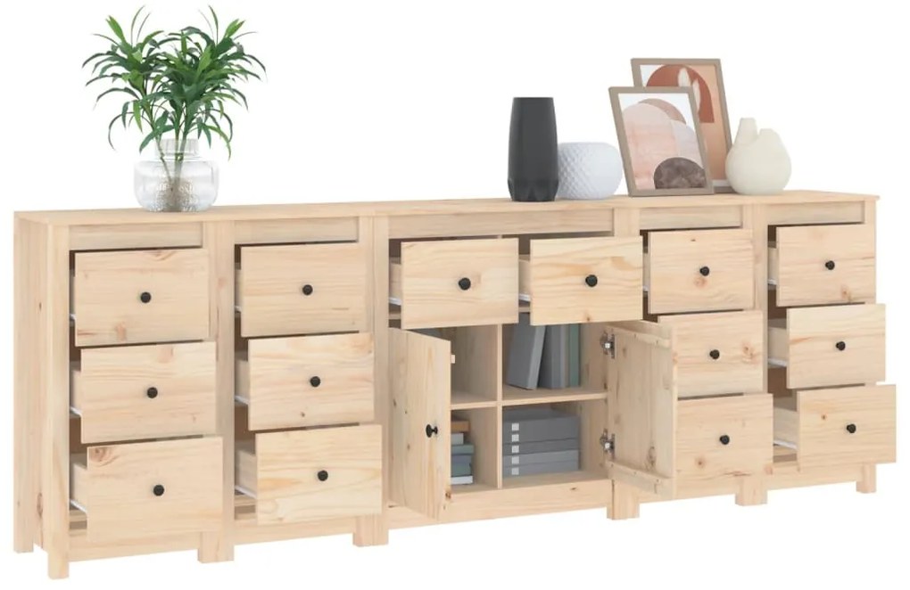 Credenza 230x35x80 cm in legno massello di pino