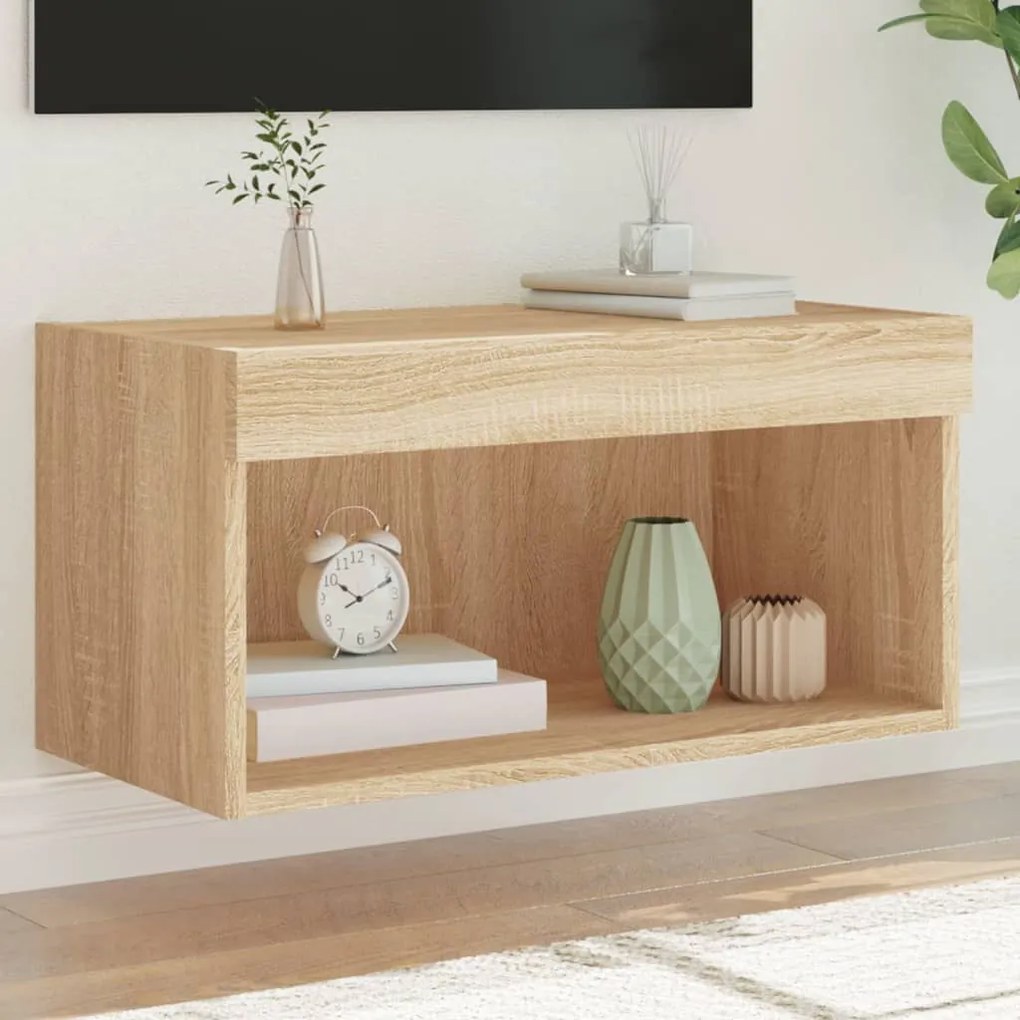 Mobile Porta Tv Con Luci Led Rovere Sonoma 60x30x30 Cm /