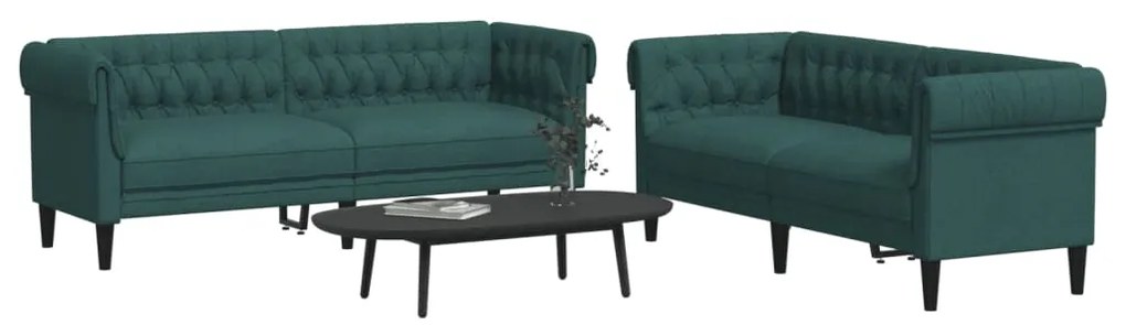 Set Di Divani 2 Pz Verde Scuro İn Tessuto /