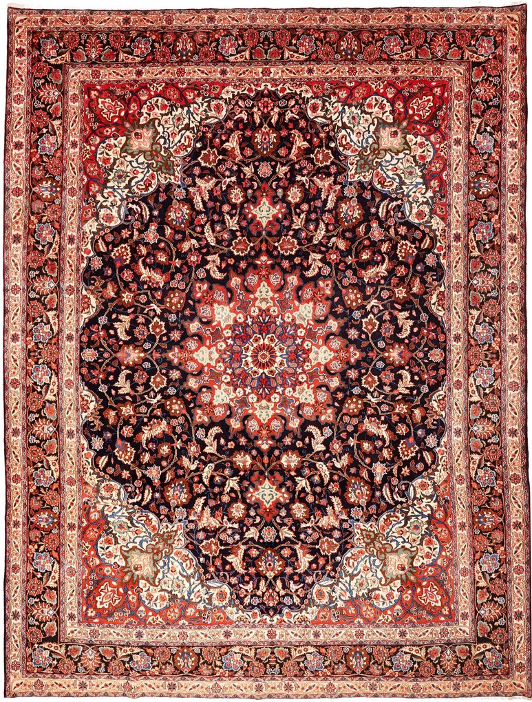 Moud Tappeto 310 x 410 Blu (Iran) Annodato A Mano