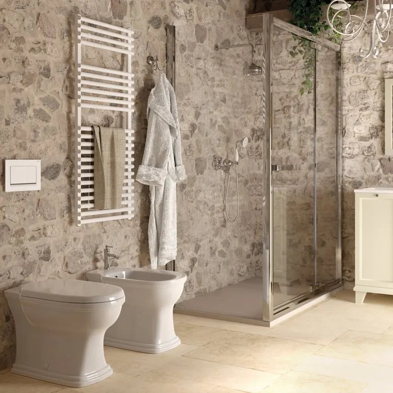 Coppia sanitari scarico a parete Washington bianco lucido WC: P 55 x L 38 x H 56 cm, bidet: P 60 x L 38.5 x H 24 cm