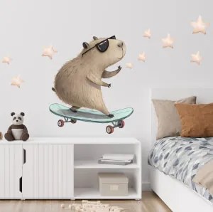 Autoadesivi per pareti - Capibara su un pattino | Inspio