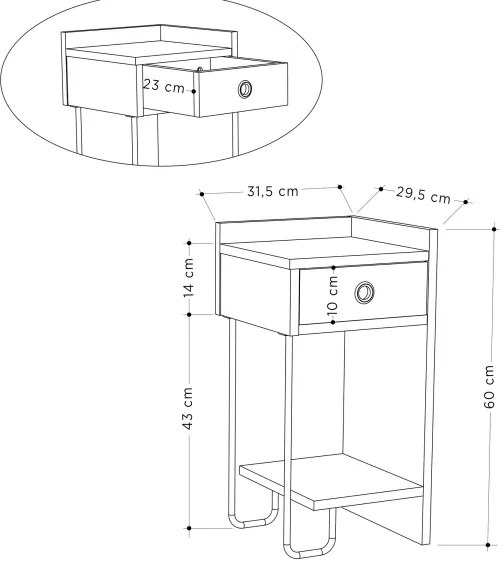Comodino SONY tortora