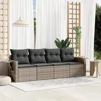 Set Divani da Giardino 4 pz con Cuscini in Polyrattan Grigiocod mxl 88857