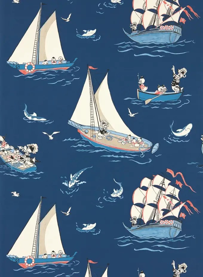 Sanderson Tapete Donald Nautical - Night Fishing
