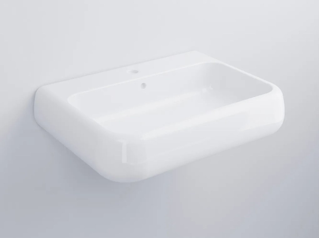 Cielo shui lavabo 66x48 sospeso o da appoggio con troppopieno in ceramica bianco lucido