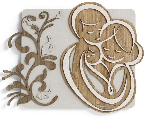 Capezzale 76x60 cm moderno Sacra Famiglia legno laminato Tek