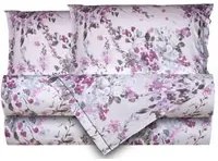 Completo letto matrimoniale fiori acquerello