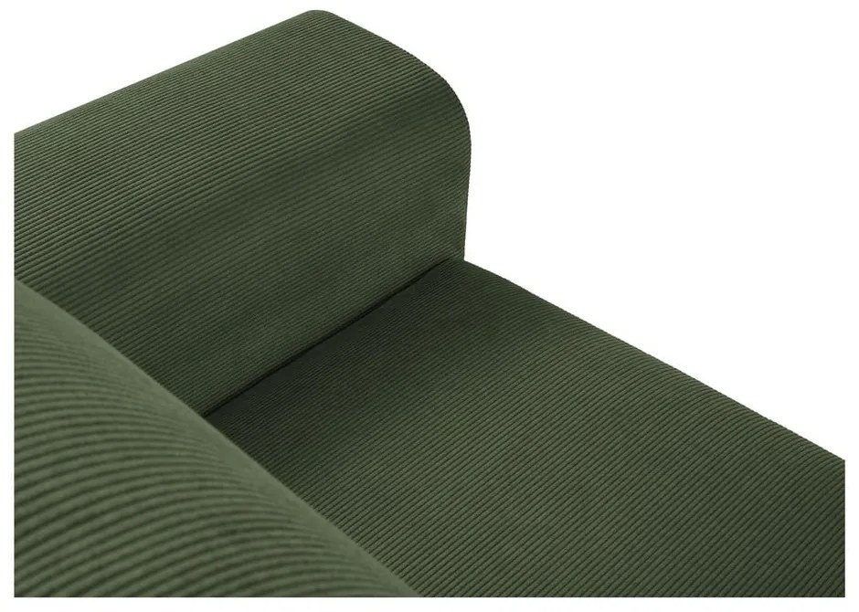 Divano letto in velluto a coste verde, angolo sinistro Moghan - Micadoni Home