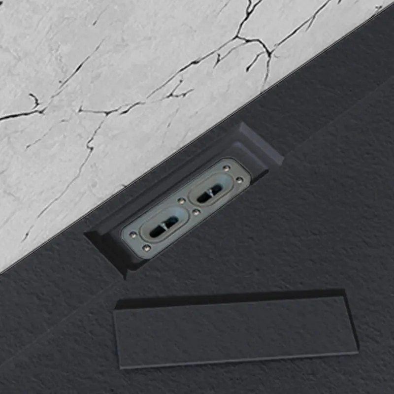 Piatto doccia SANYCCES in resina SIENA nero L 80 x L 140 x H 3 cm opaco effetto ardesia