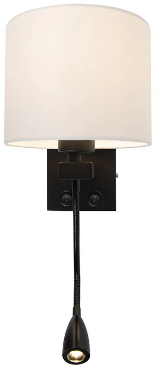 Lampada da parete moderna nera con paralume bianco - Brescia