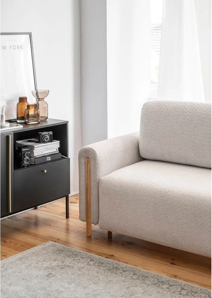 Divano beige allungabile/con contenitore e rivestimento in bouclé 244 cm Arcadova – ELTAP