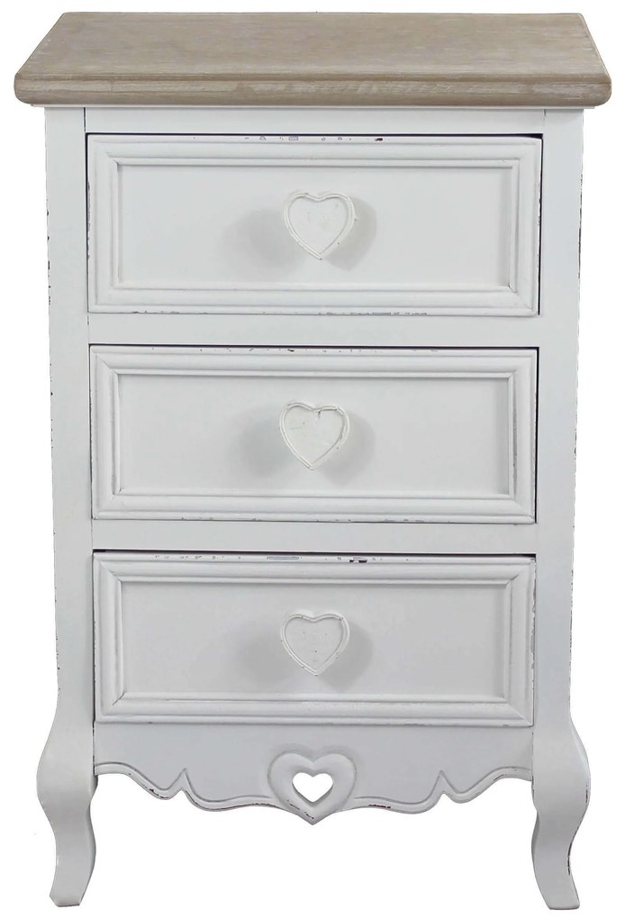 BRIGITTE - mobiletto 3 cassetti in legno di paulownia shabby chic