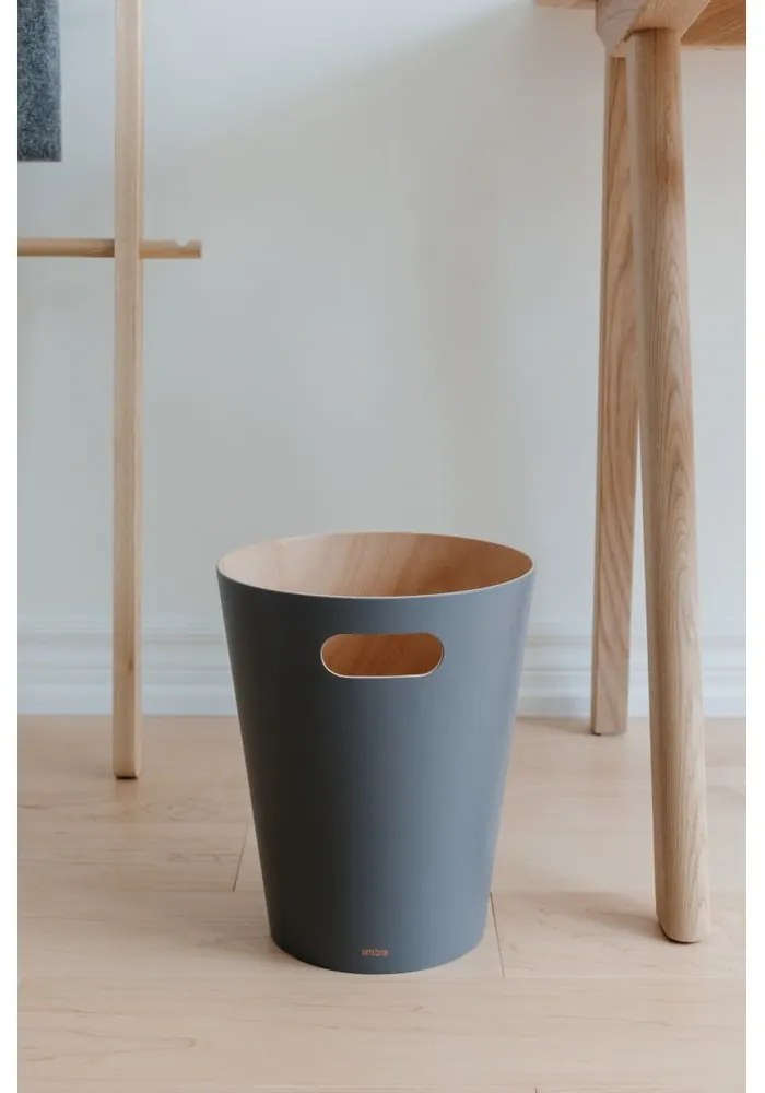 Cestino in legno grigio scuro da 7,5 l Woodrow - Umbra