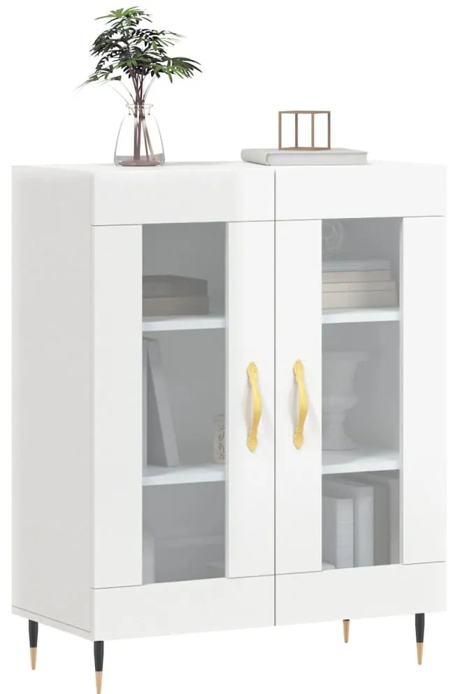 Credenza 69,5x34x90 cm in legno multistrato bianco lucido