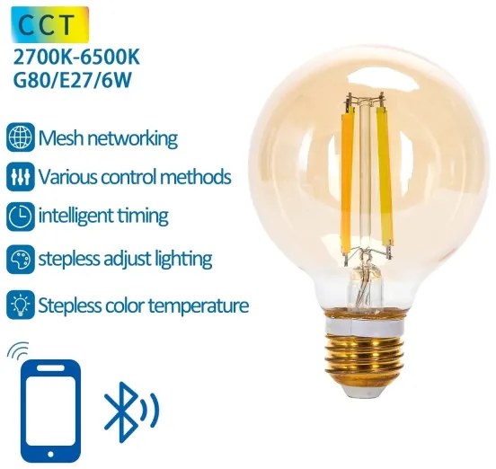 Lampadina LED dimmerabile FILAMENT G80 E27/6W/230V 2700-6500K - Aigostar