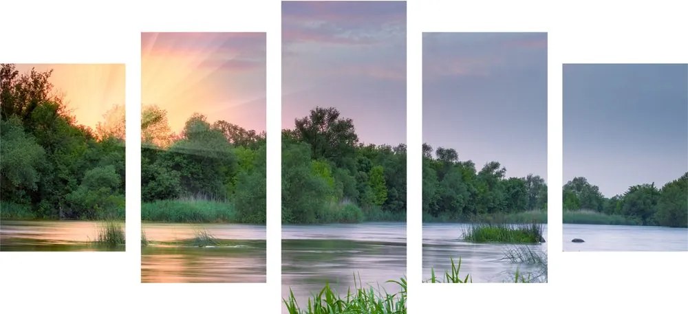 Quadri 5 pezzi – Alba sul fiume