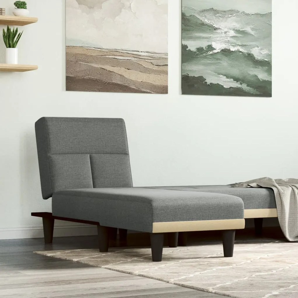 Chaise Longue İn Tessuto Grigio Scuro /