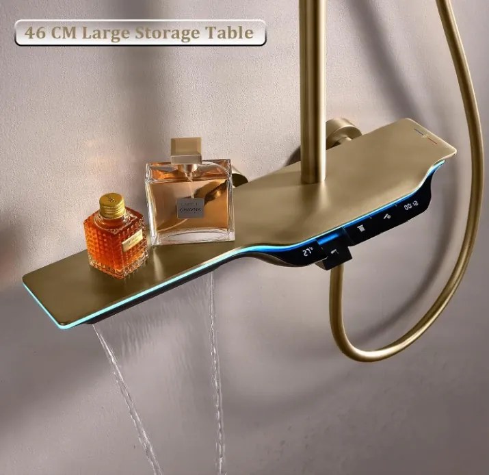 Pannello doccia termostatico ELITE EDITION BSE1420 a vista con schermo LED, getto a cascata e più finiture — Grigio gunmetal