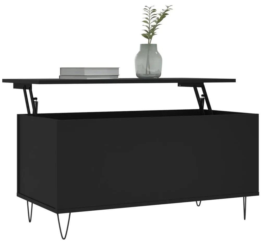 Tavolino da salotto nero 90x44,5x45 cm in legno multistrato