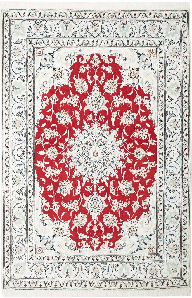 Nain Tappeto 150 x 220 Rosso (Iran) Annodato A Mano