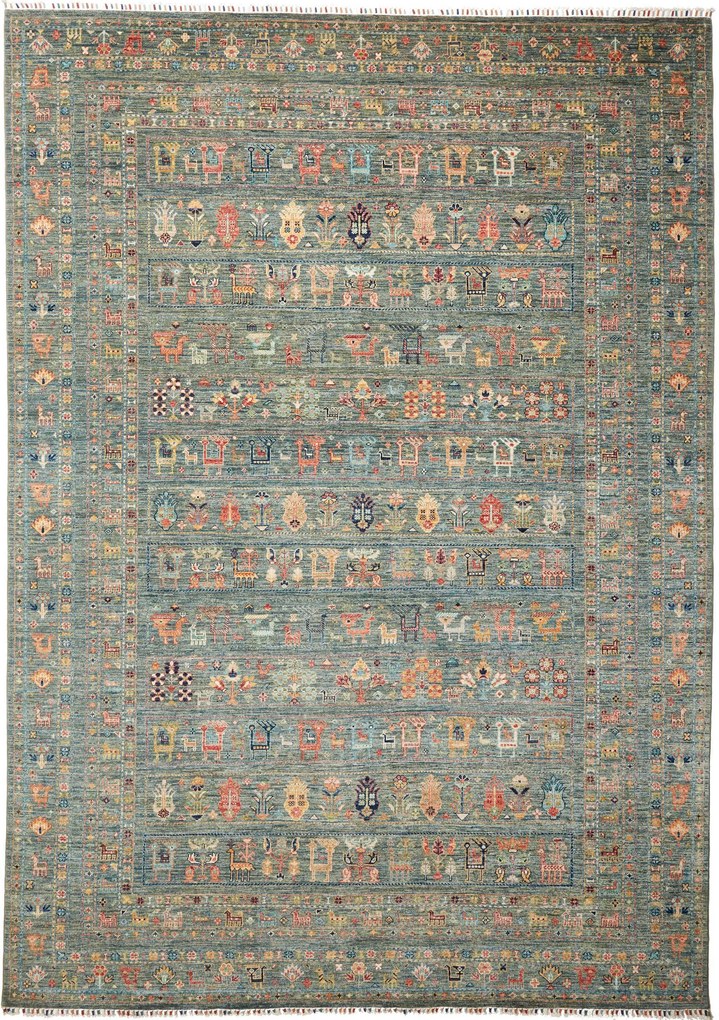 Samarkand Tappeto 250 x 350 Verde (Pakistan) Annodato A Mano
