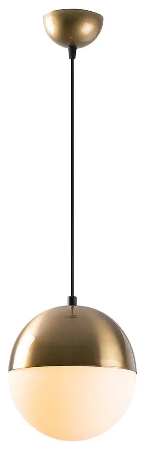 Lampadario bianco/dorato con paralume in vetro ø 20 cm Bastos – Opviq lights