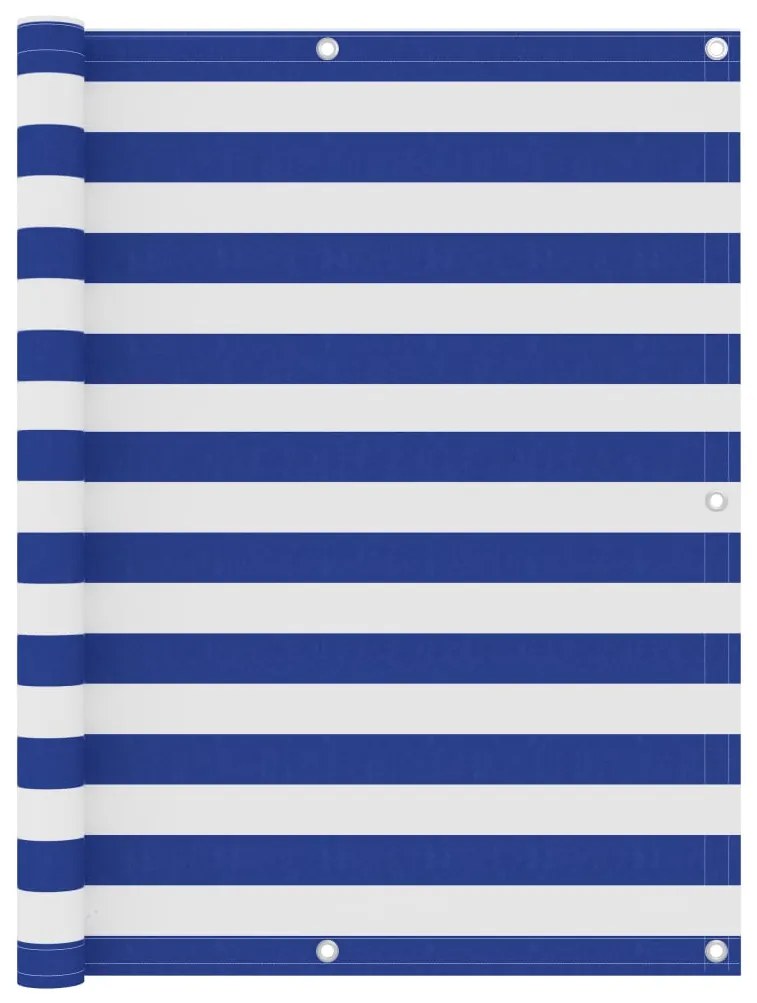 Paravento Balcone Bianco E Blu 120x500 Cm İn Tessuto Oxford /