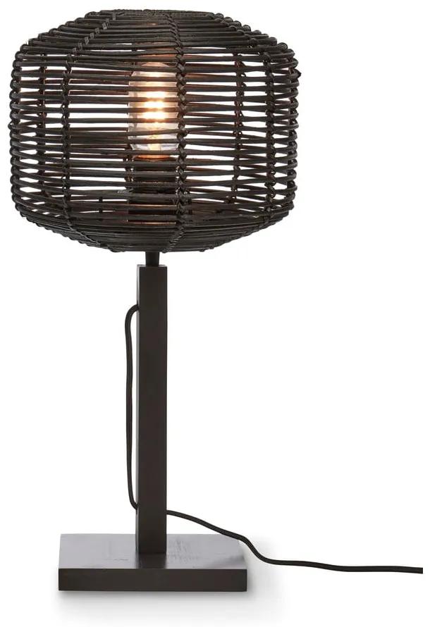 Lampada da tavolo nera con paralume in rattan (altezza 40 cm) Tanami - Good&amp;Mojo