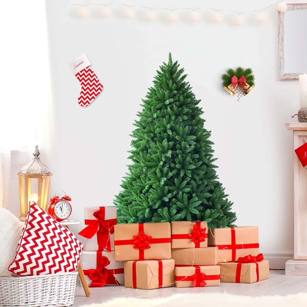 Costway Albero di Natale 150 cm con 600 rami, Abete artificiale con base di metallo resistente