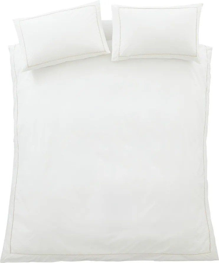 Set copripiumino e federa bianco/beige in percalle di cotone per letto singolo 135x200 cm Contrast Trim – Bianca