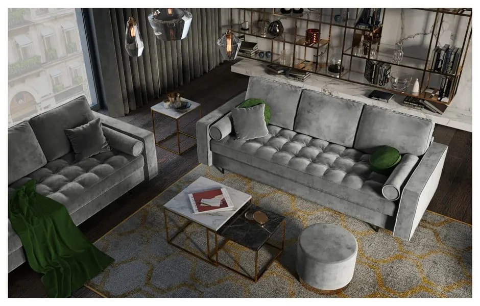 Divano letto in velluto grigio chiaro Santo - Milo Casa