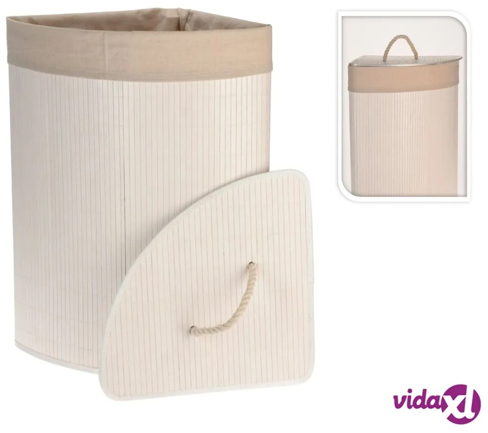 Bathroom Solutions Cesto Portabiancheria ad Angolo in Bambù Bianco