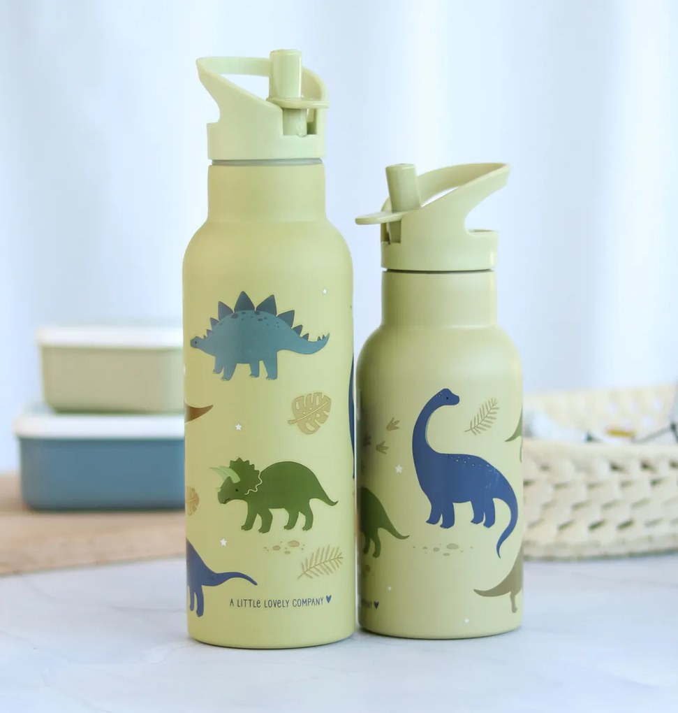 A Little Lovely Company - borraccia in acciaio inox, 500 ml - dinosauri
