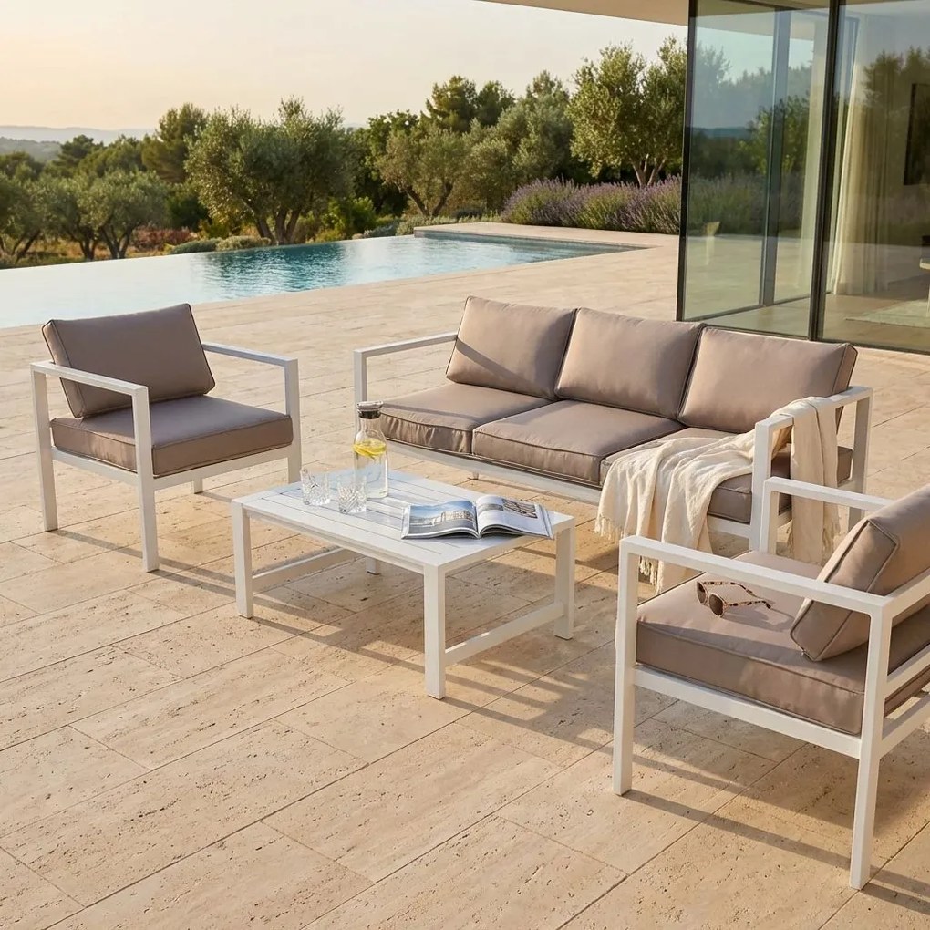 AULUS - salotto da giardino in alluminio 5 posti