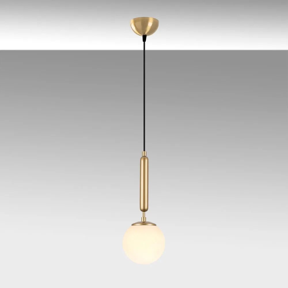 Lampadario dorato con paralume in vetro ø 15 cm King – Opviq lights