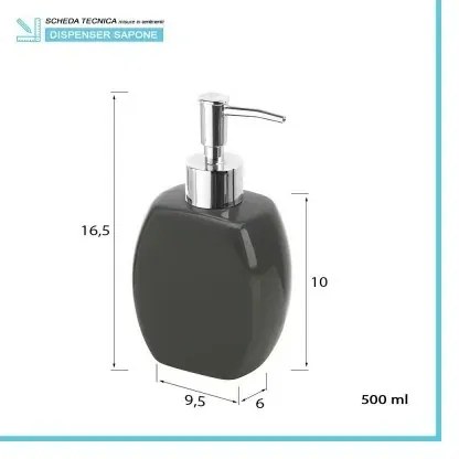 Set accessori bagno da appoggio dispenser e porta spazzolini in ceramica grigio