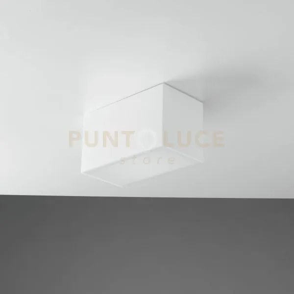 Plafoniera living bianca 2 luci attacco e14 23x12x13cm in gesso ver...